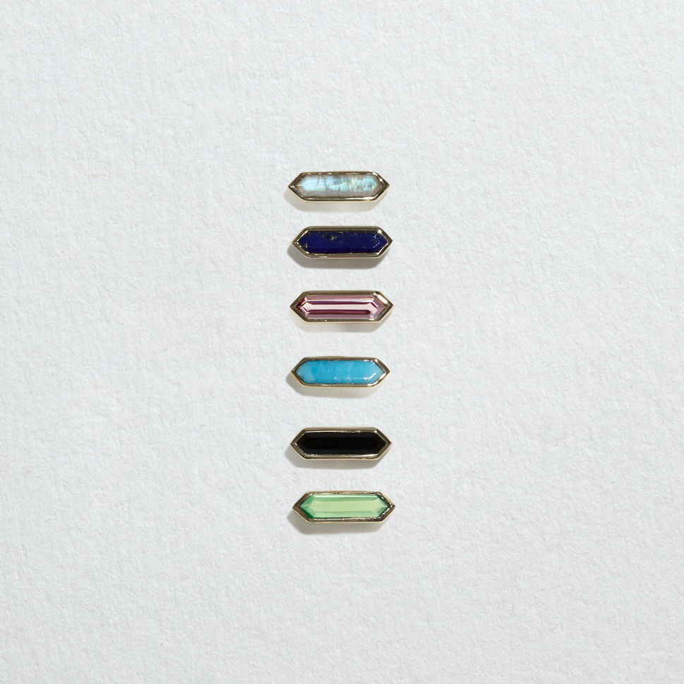 Mini Hexa Gemstone Stud - Lapis Lazuli