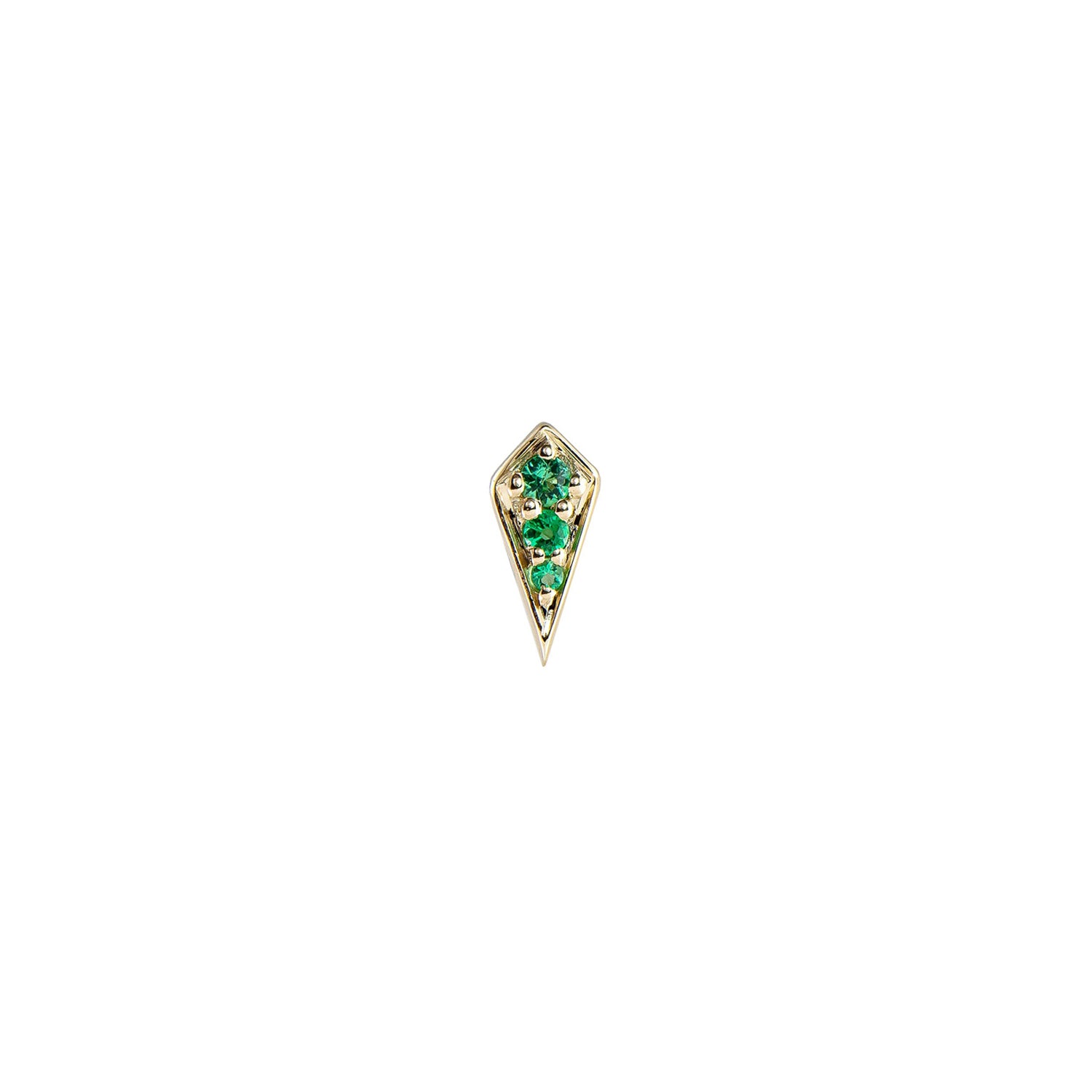 Mini Point Rhombus Gemstone Stud - Emerald