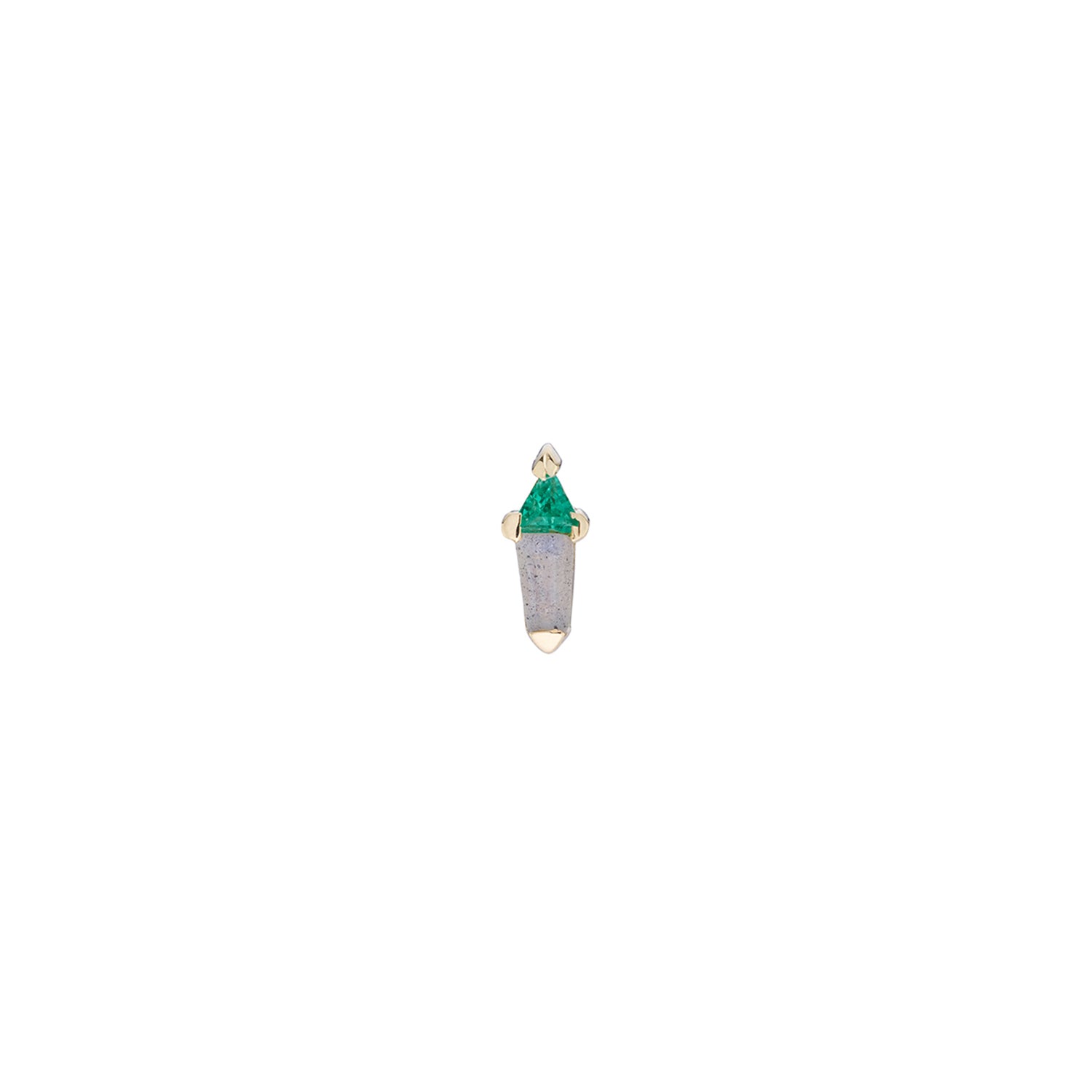 Mini Prism Gemstone Stud - Emerald & Labradorite