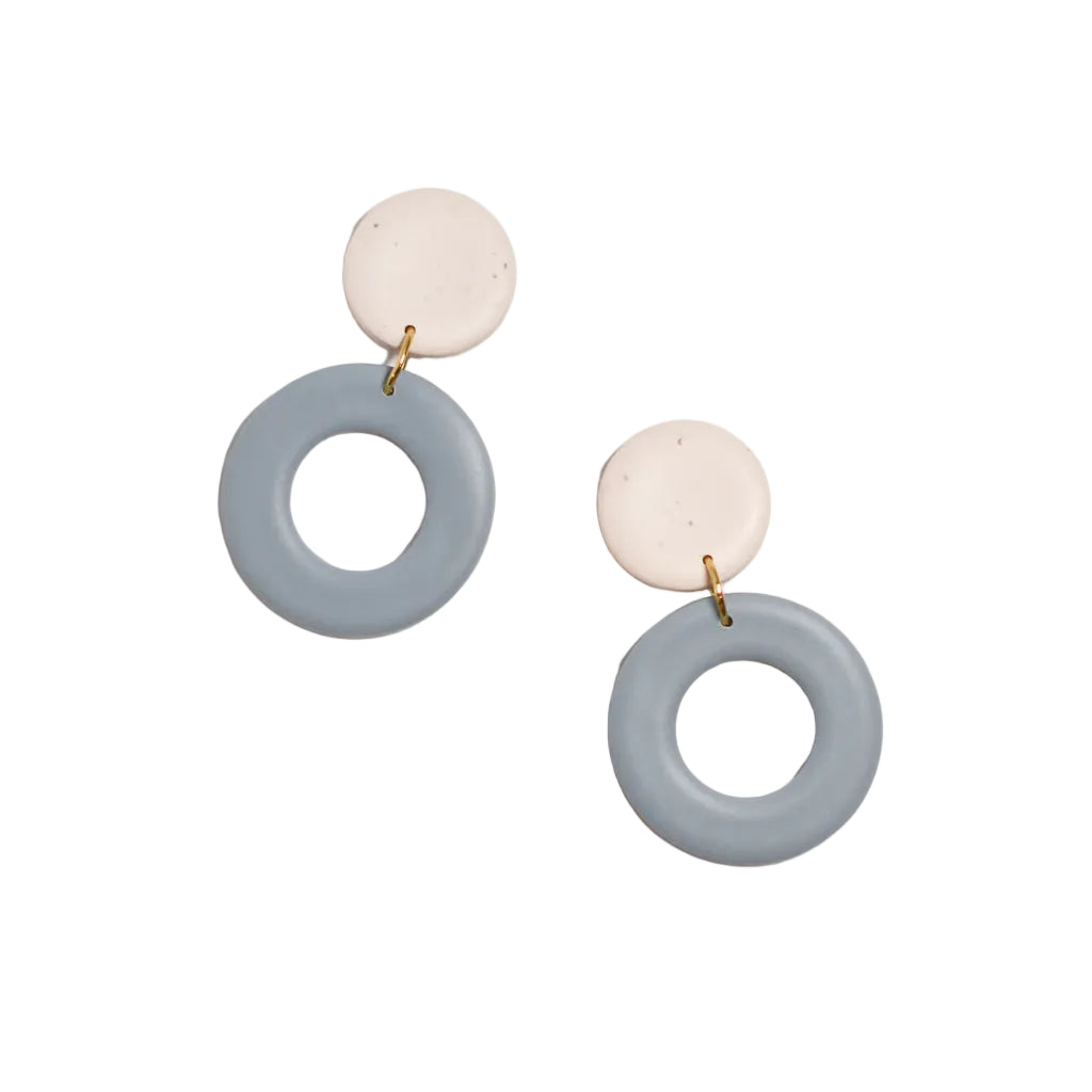 Mini Drop Hoop - Oat + Misty Blue