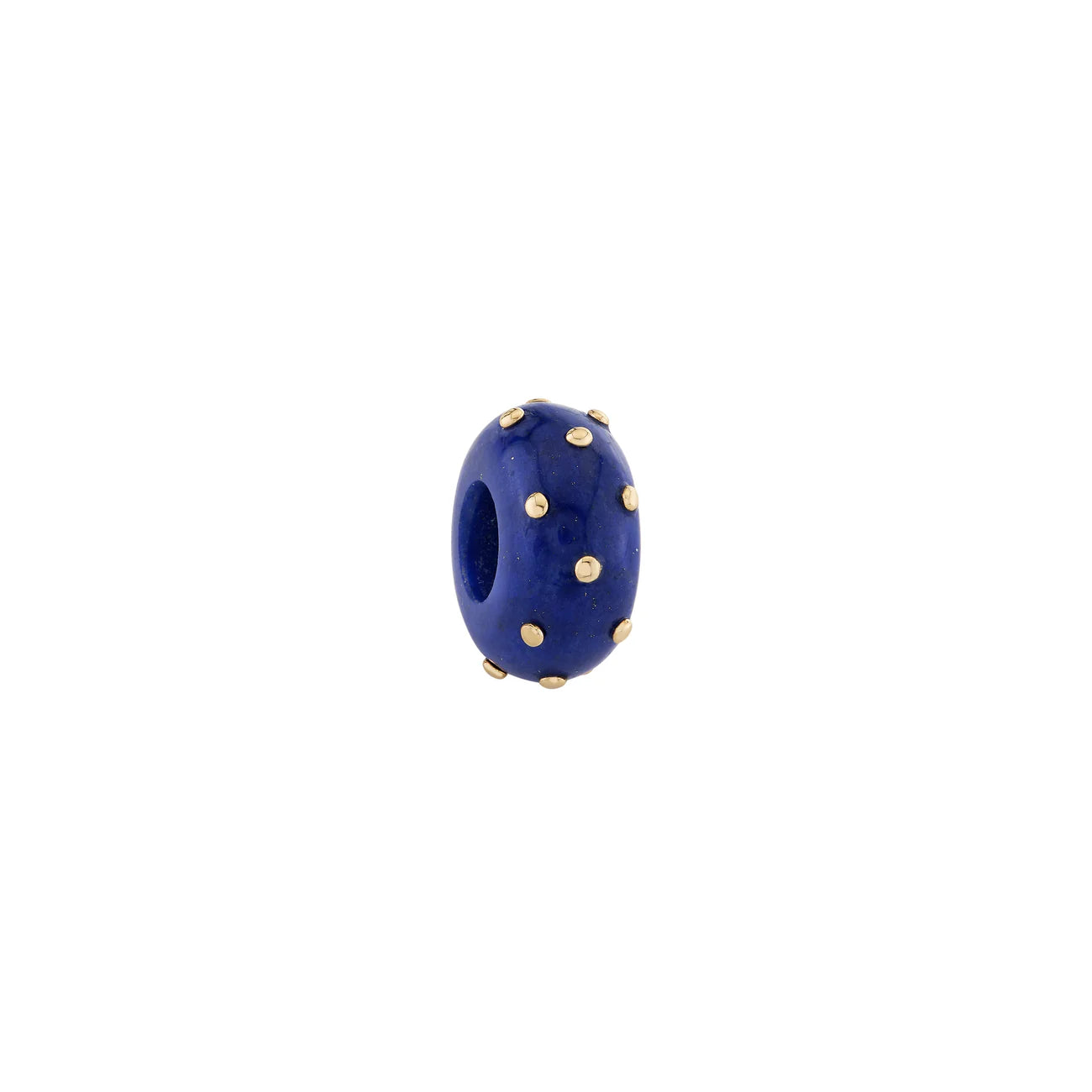 Lapis and Gold Dot Rondelle Bead