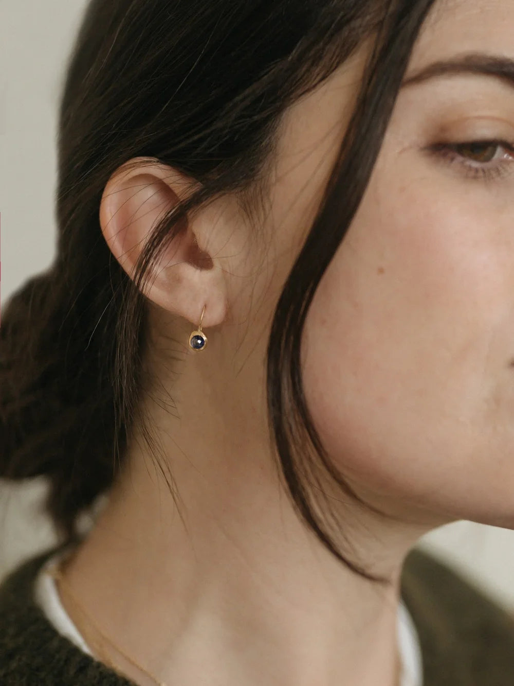 Petite Yui Drop Earrings - Green Tourmaline