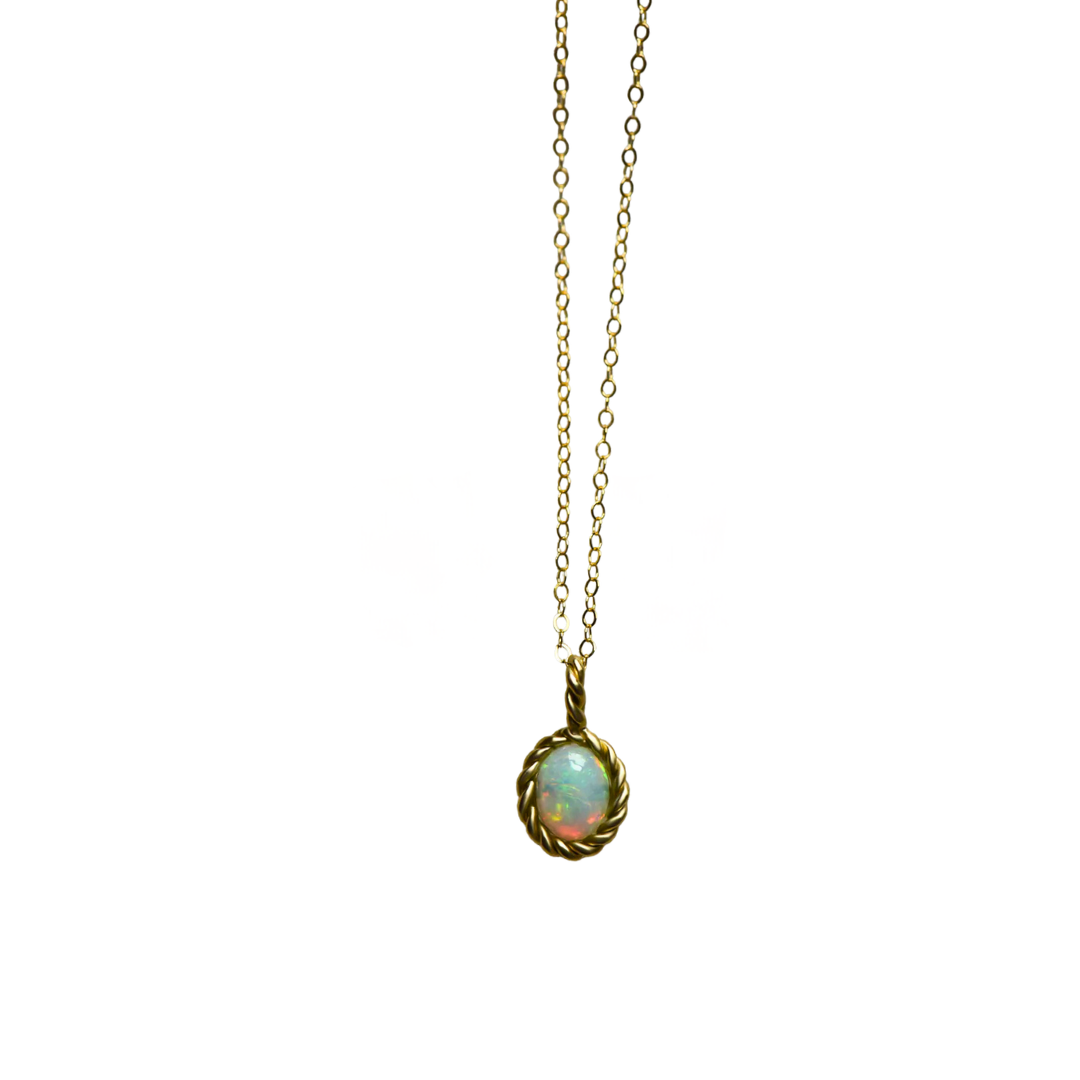 Opal and Brass Pendant Necklace
