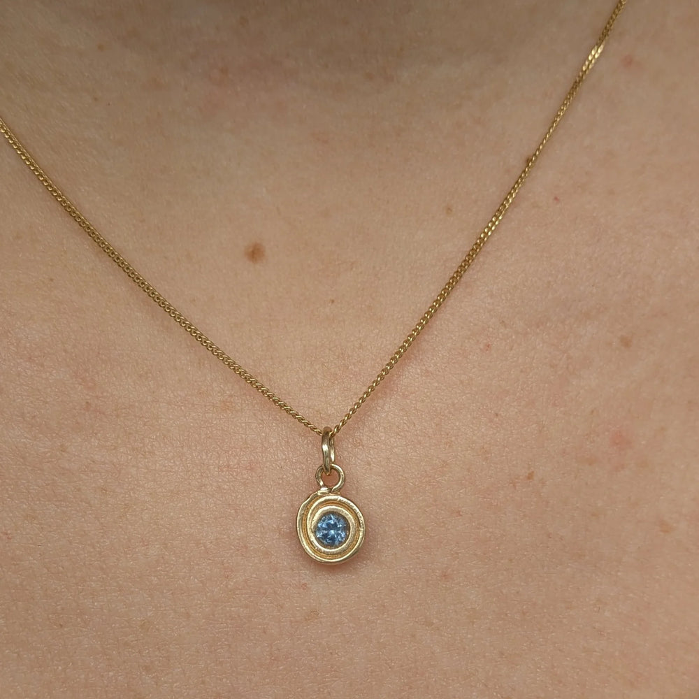 Mini Sapphire Spiral Charm