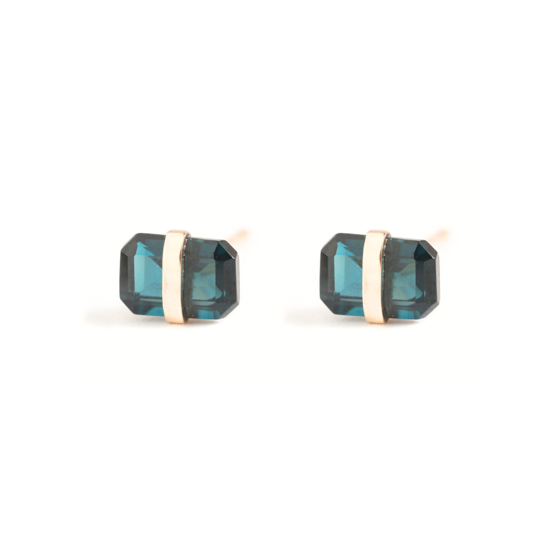 Bezel Wrapped Blue Topaz Studs - Melissa Joy Manning Residency