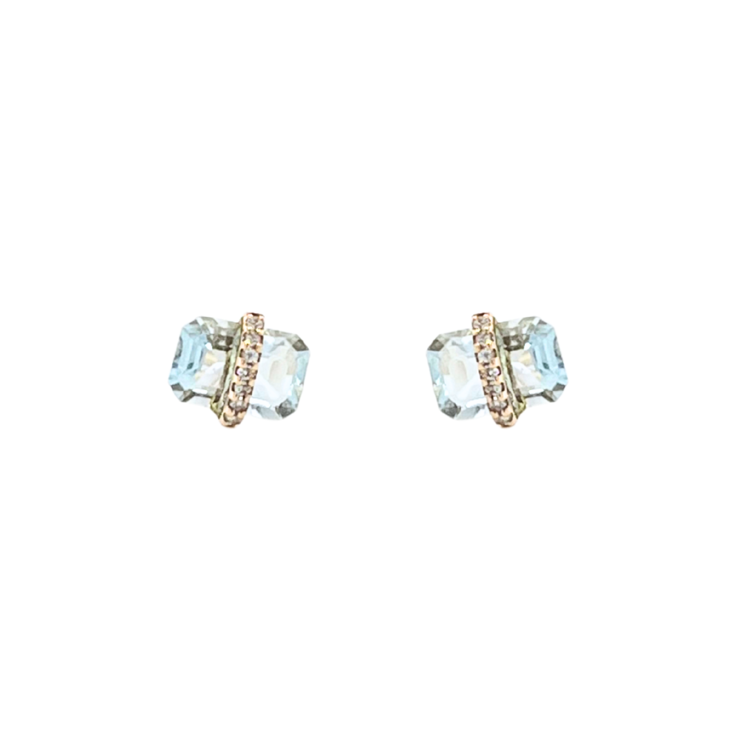 Micropavé Bezel Wrapped Aquamarine Studs - Melissa Joy Manning Residency