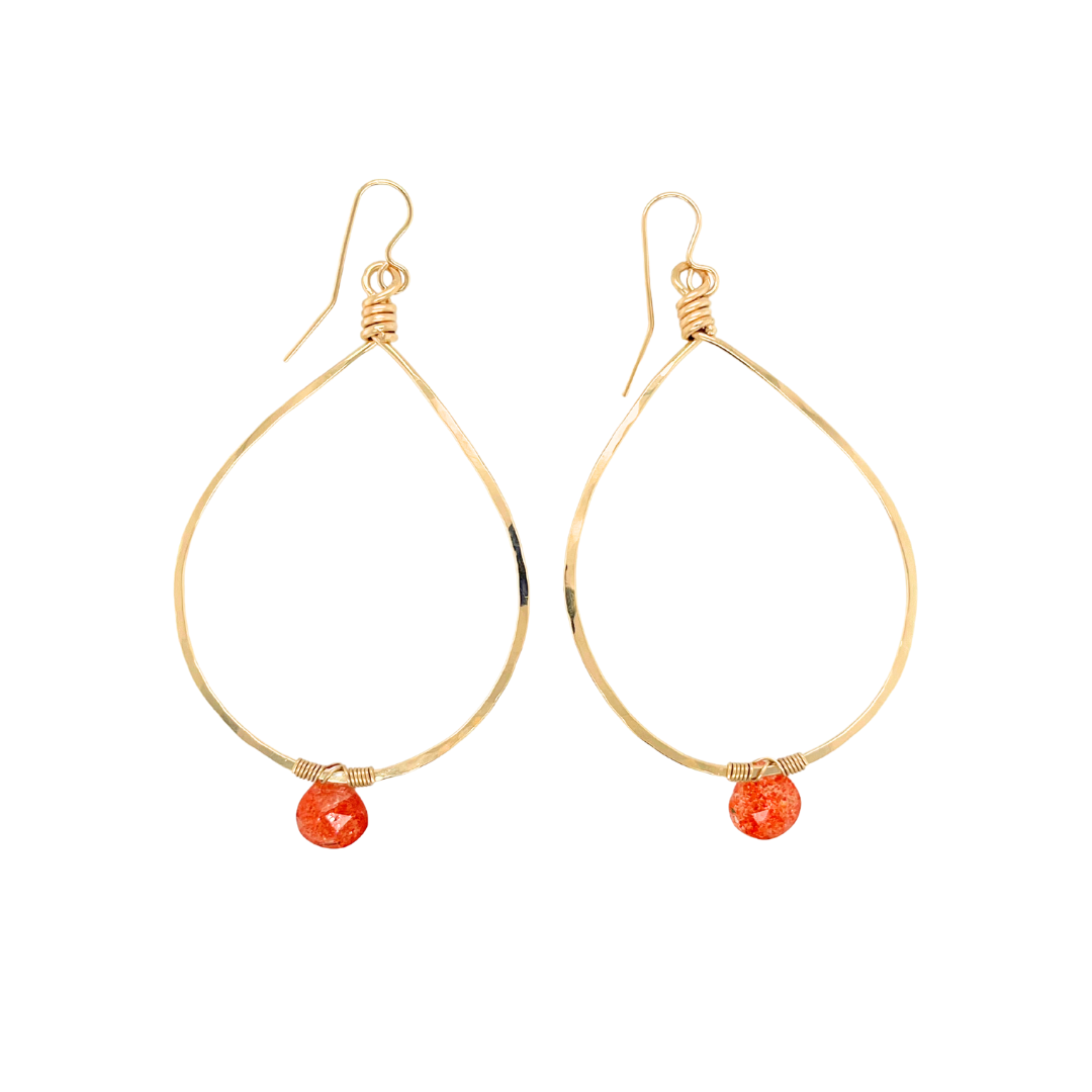 Sunstone Drop Stone Hoops