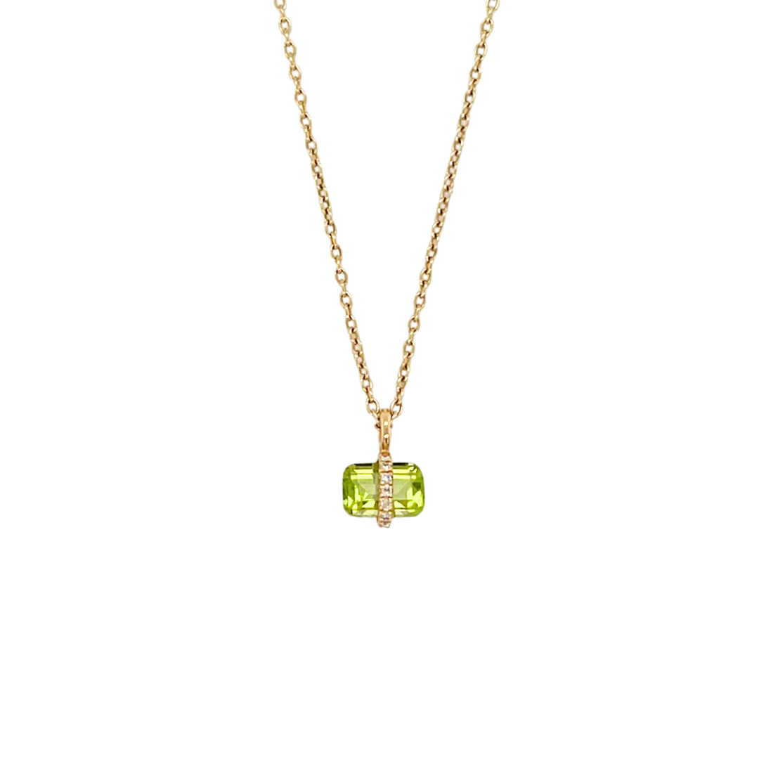 Micropavé Bezel Wrapped Peridot Necklace - Melissa Joy Manning Residency