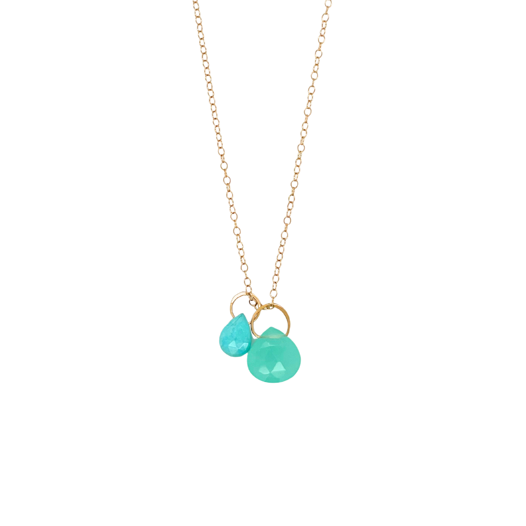 Turquoise and Green Chalcedony Drop Necklace - Melissa Joy Manning Residency