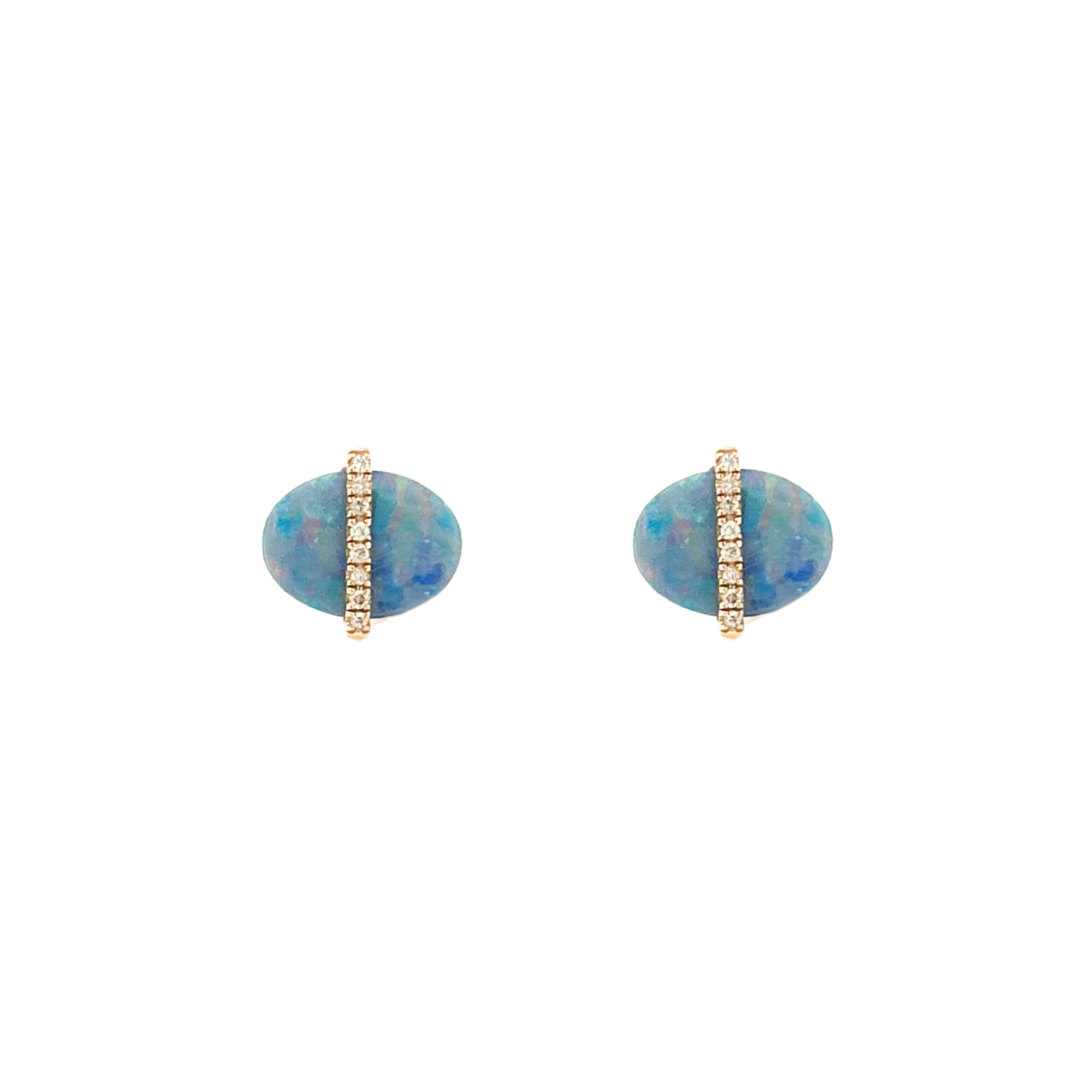 Diamond Pavé Bezel Wrapped Opal Studs - Melissa Joy Manning Residency