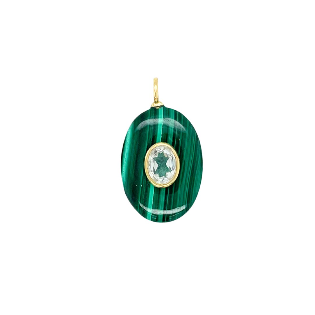 Oval Malachite + White Topaz Gemmie