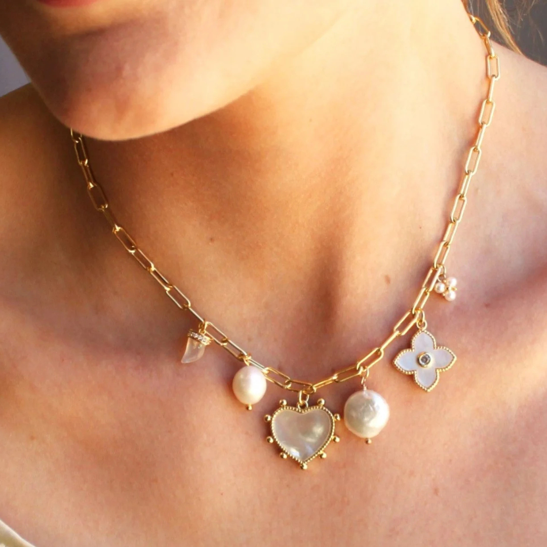 Pearl Multi Charm Necklace
