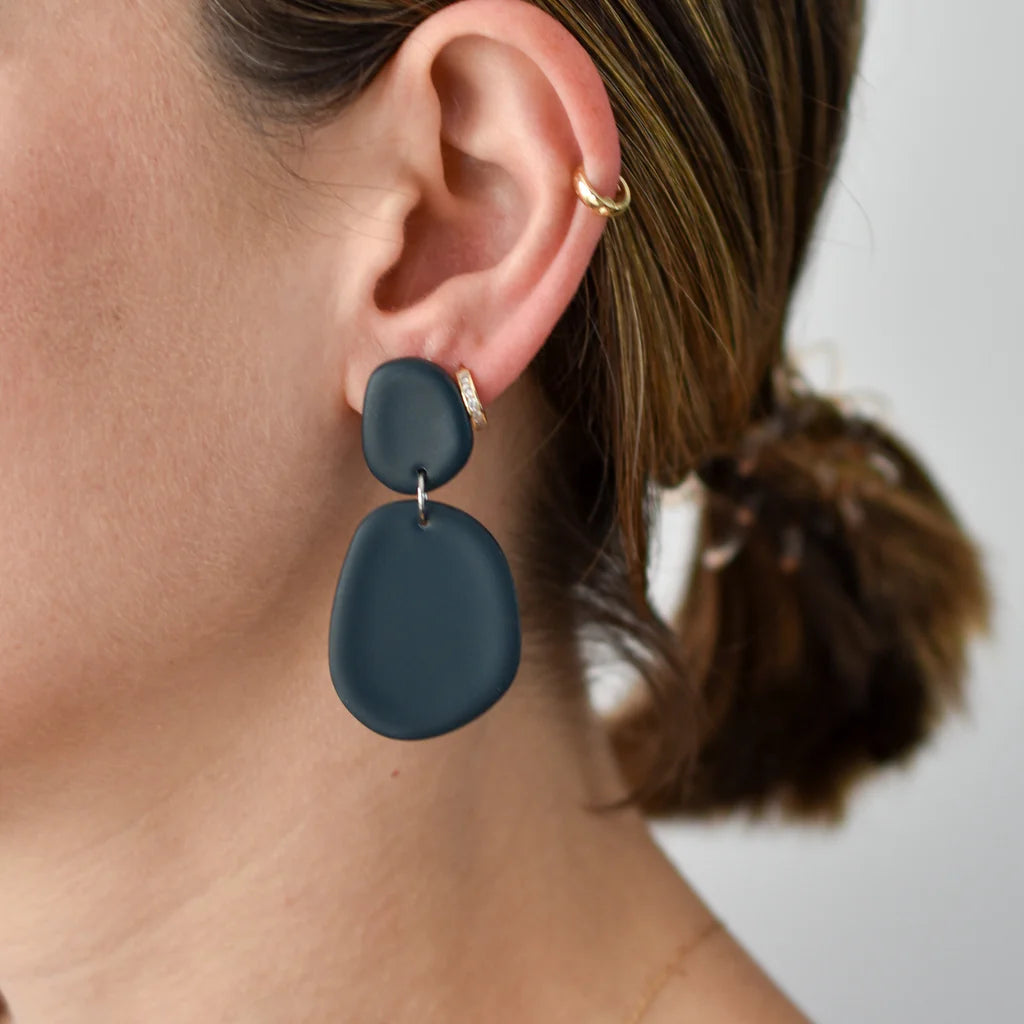Pebble Drop Earrings - Dark Olive