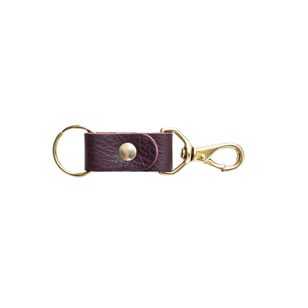 Plum Leather Keychain