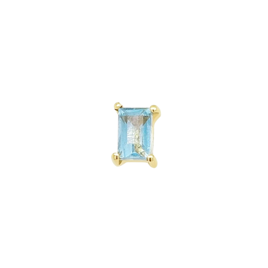 Mini Baguette Apatite Threaded Flat Back Earring