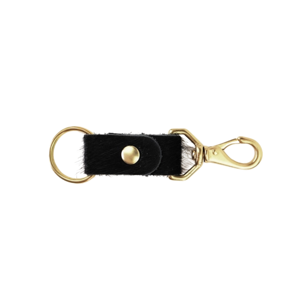 Black Cowhide Keychain