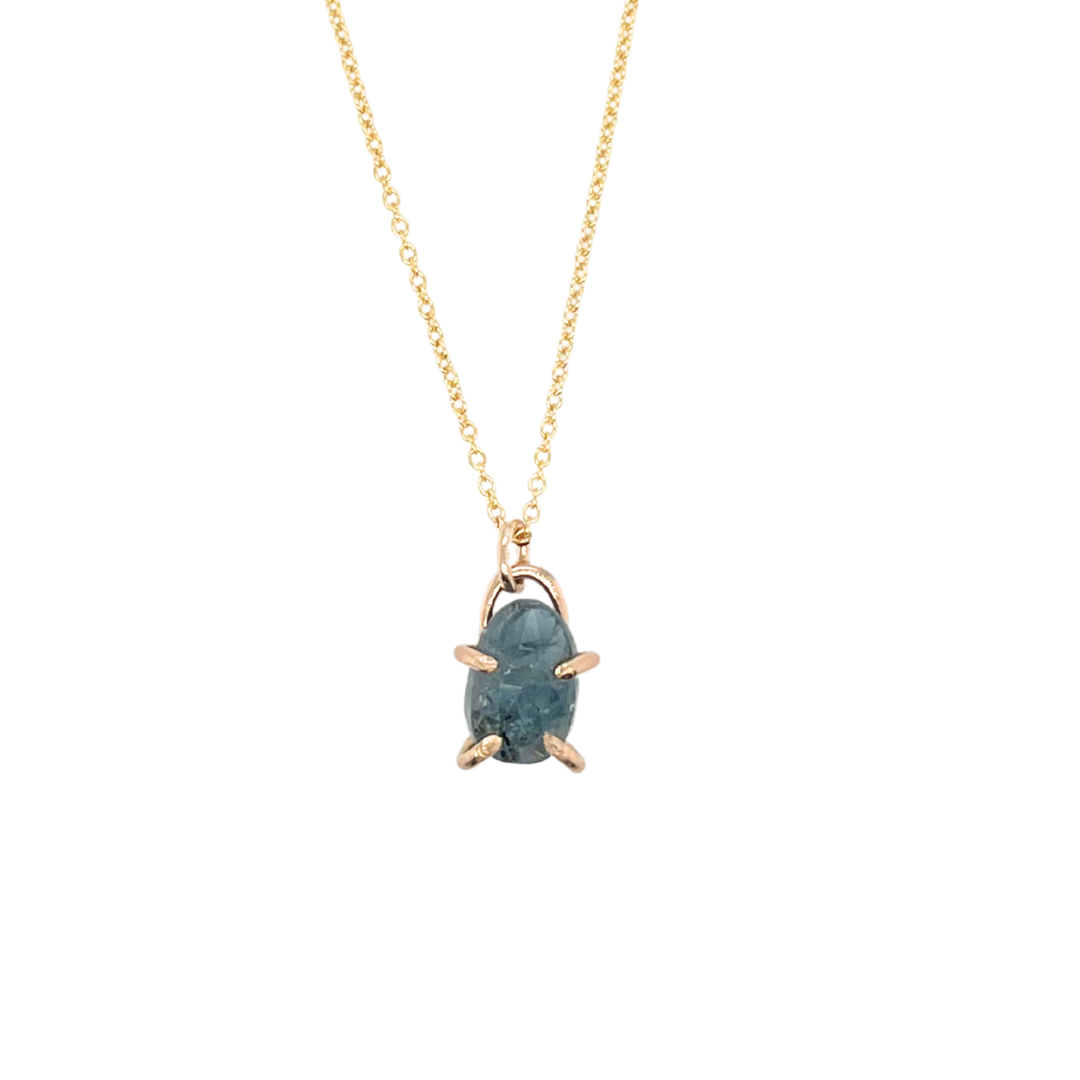 Claw-Set Moss Kyanite Necklace
