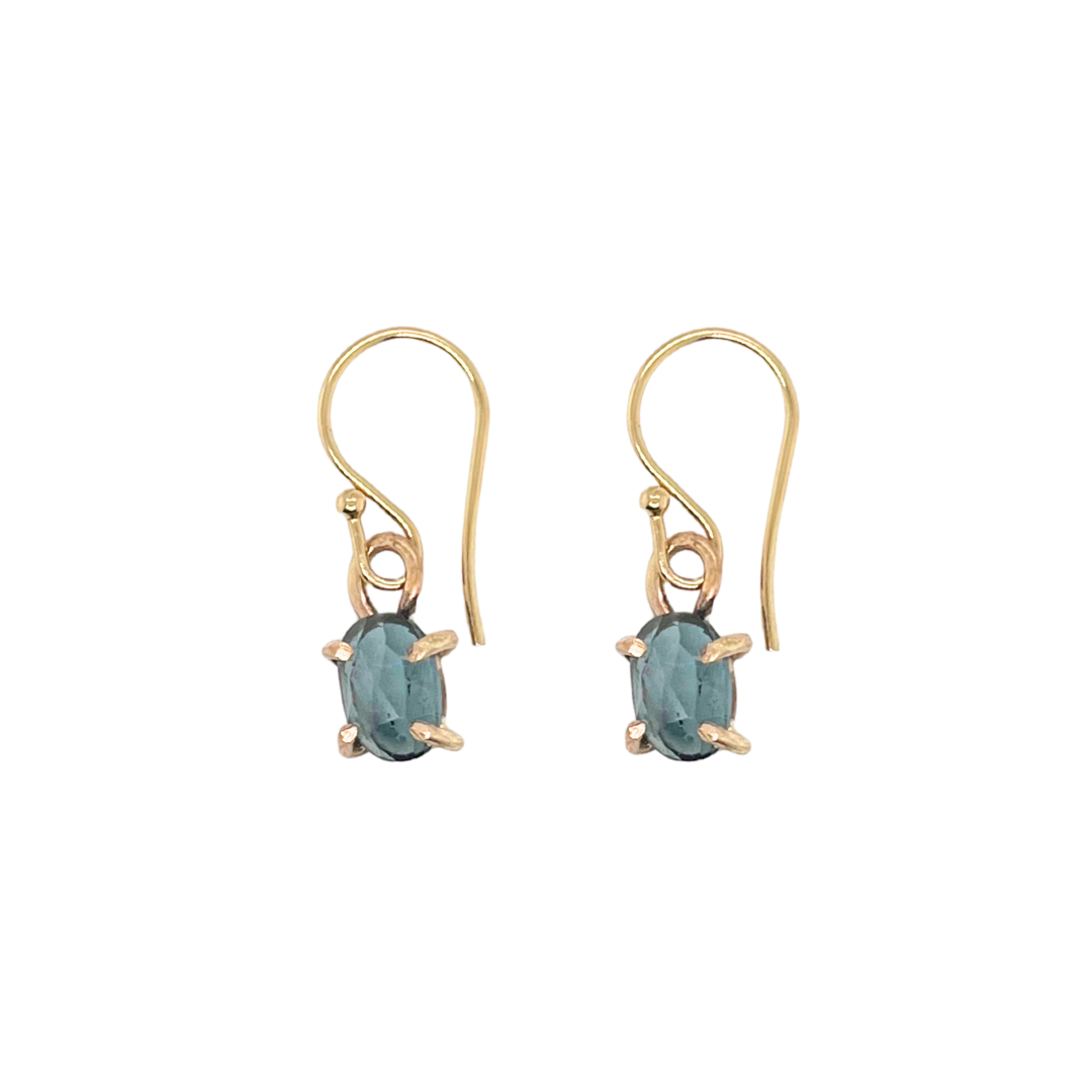 Rose Cut Blue Topaz Drop Earrings