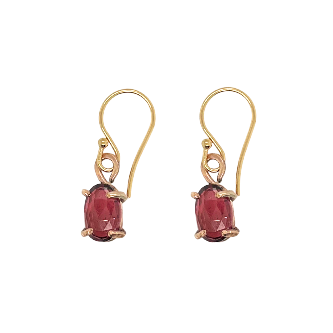 Rose Cut Garnet Drop Earrings