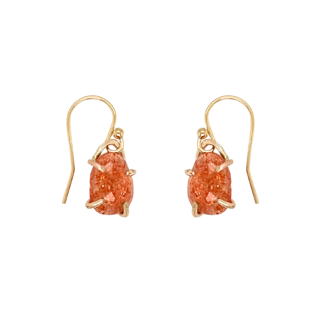 Rose Cut Sunstone Drop Earrings