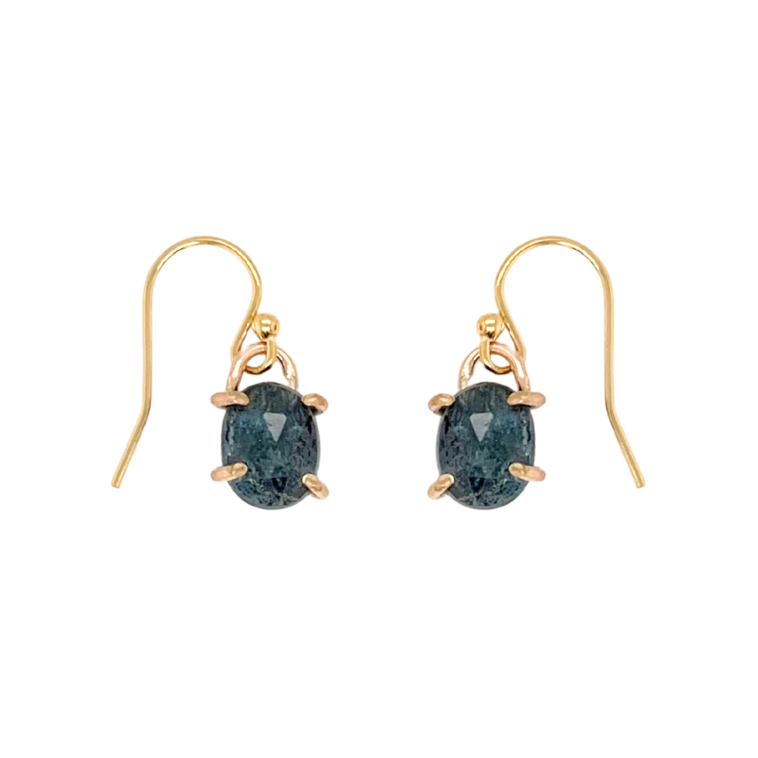 Rose Cut Moss Kyanite Drop Earrings