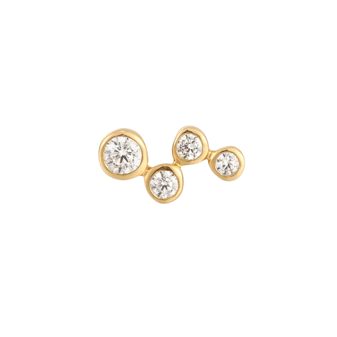 SALLY Natural Diamond Small Wave Piercing Stud