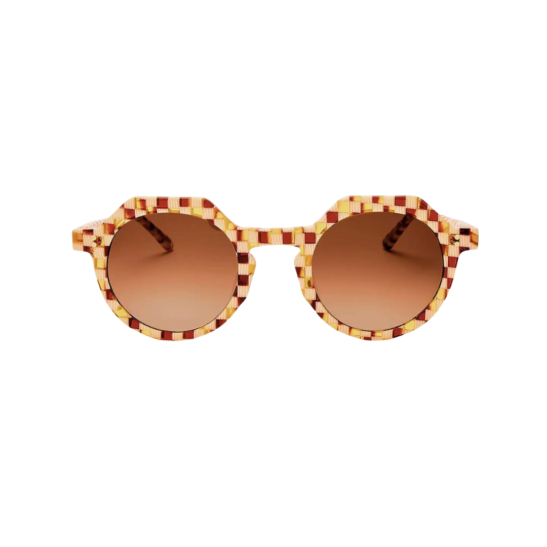 SARDINE Georgie Toasted Moxie Checkered Sunglasses