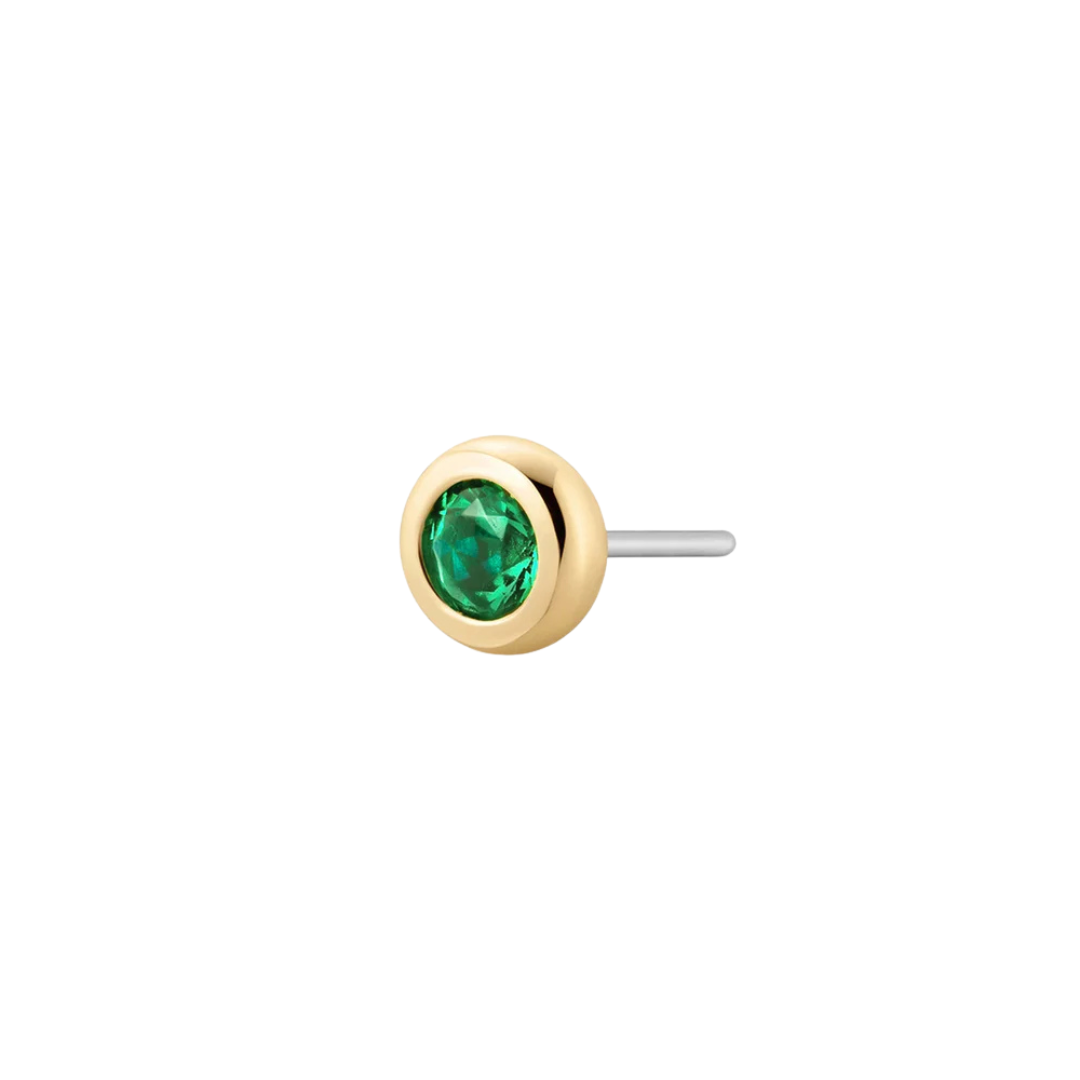 SHALOM Lab-Grown Emerald Piercing Stud