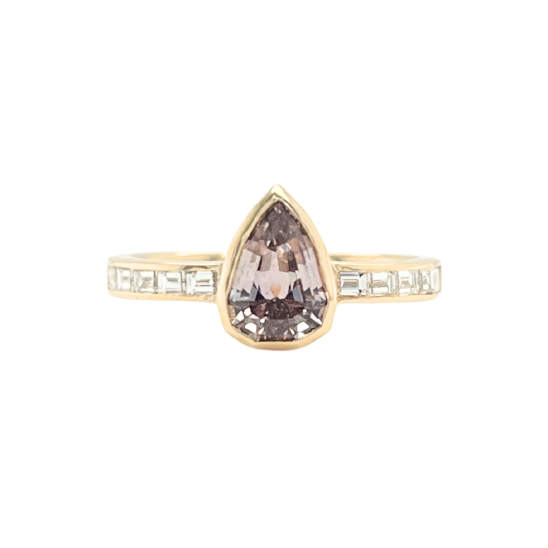 Light Purple Geometric Pear Sapphire Ring