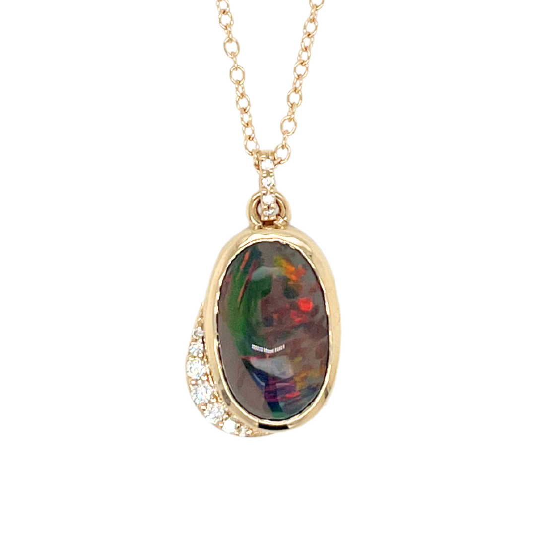 One Of A Kind Oval Black Opal Necklace