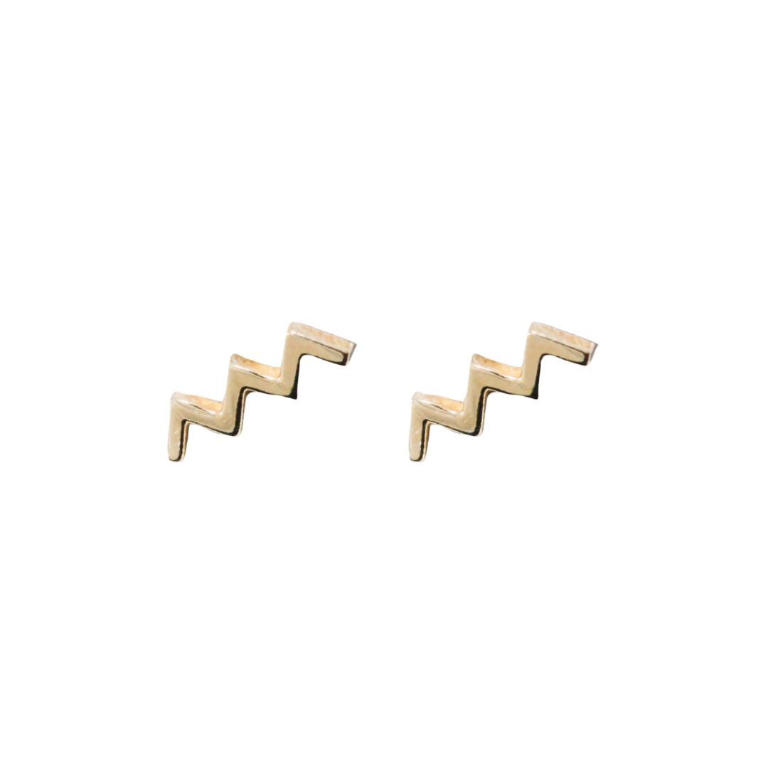 Gold Zig Zag Studs