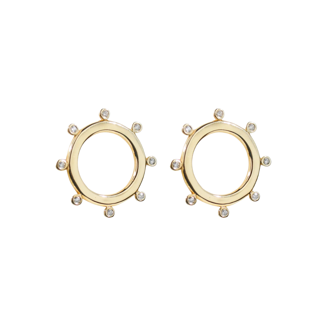 Sunburst Diamond Hoop Earrings