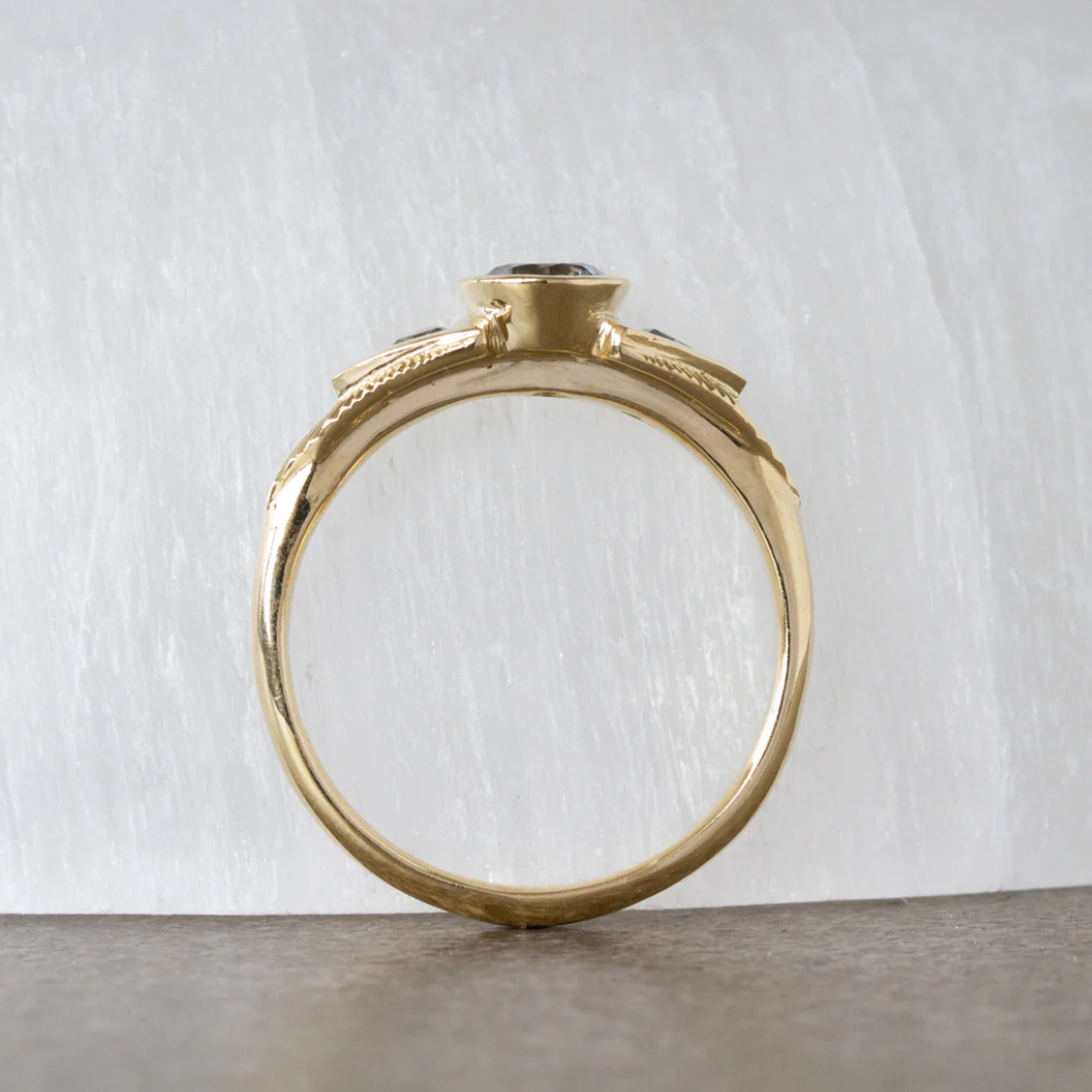 Three-Stone Athena Ring With Montana Sapphires — Commitment, Curated