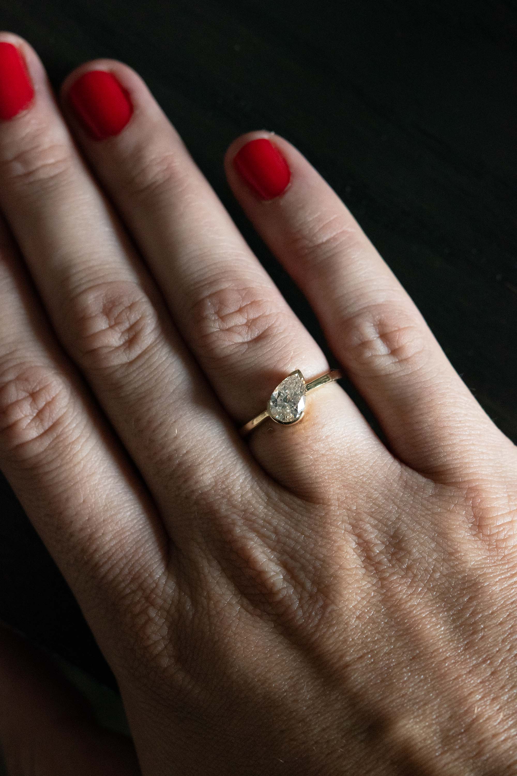 Shelter Anniversary Collection: One Of A Kind Lab Diamond Pear Ring