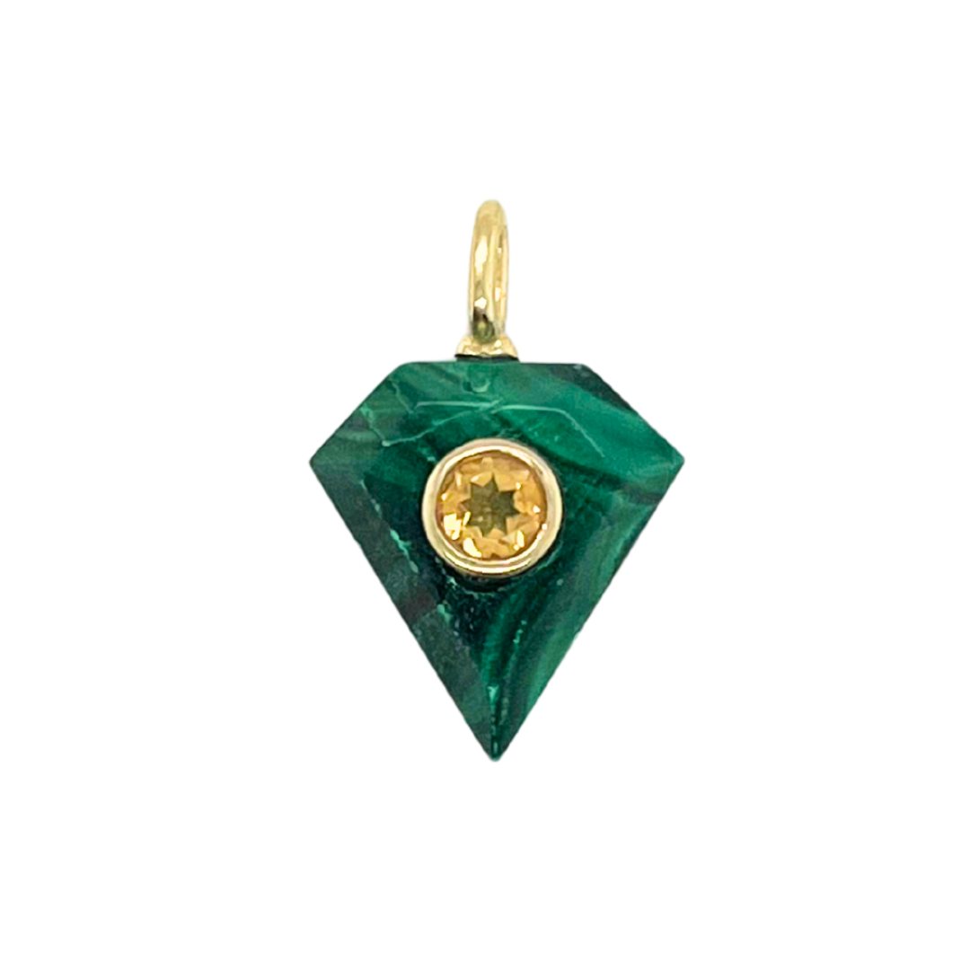 Shield Malachite + Citrine Gemmie