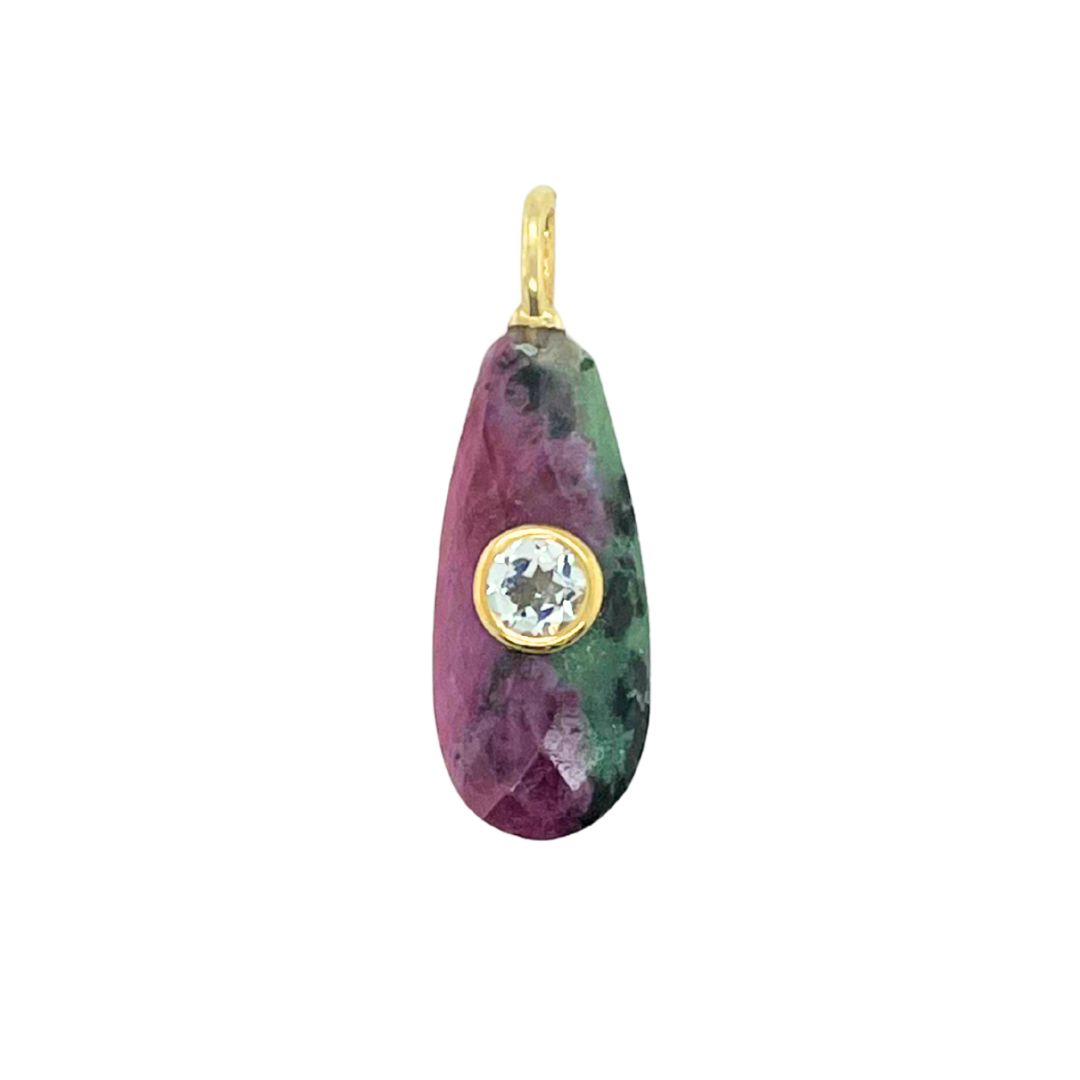 Ruby Zoisite + White Topaz Gemmie Charm