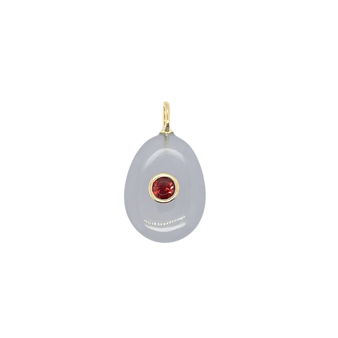 Blue Chalcedony + Garnet Gemmie Charm
