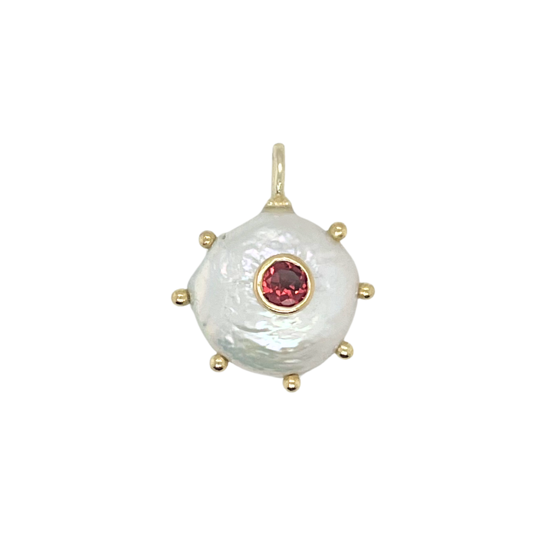 Studded Pearl + Garnet Gemmie