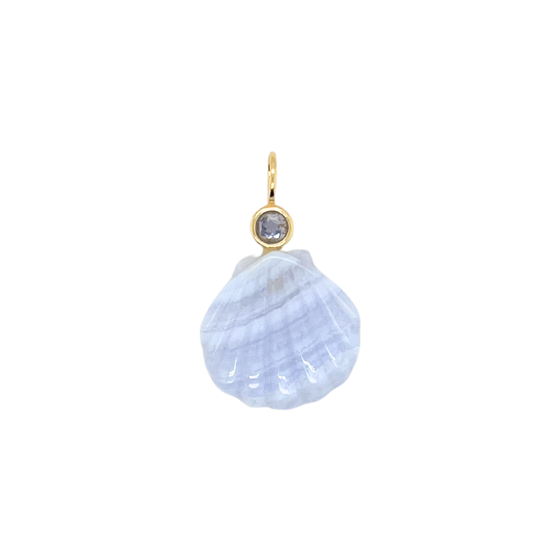 Blue Lace Agate + Iolite Sea Shell Gemmie