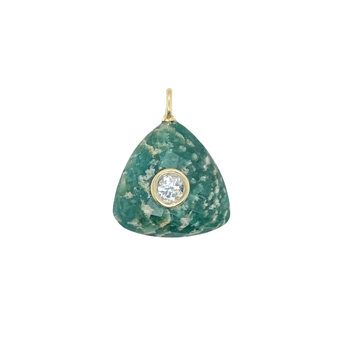 Large Triangular Amazonite + White Topaz Gemmie