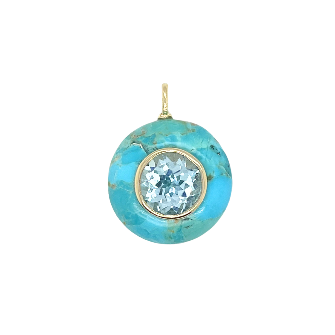 Large Round Turquoise + Blue Topaz Gemmie