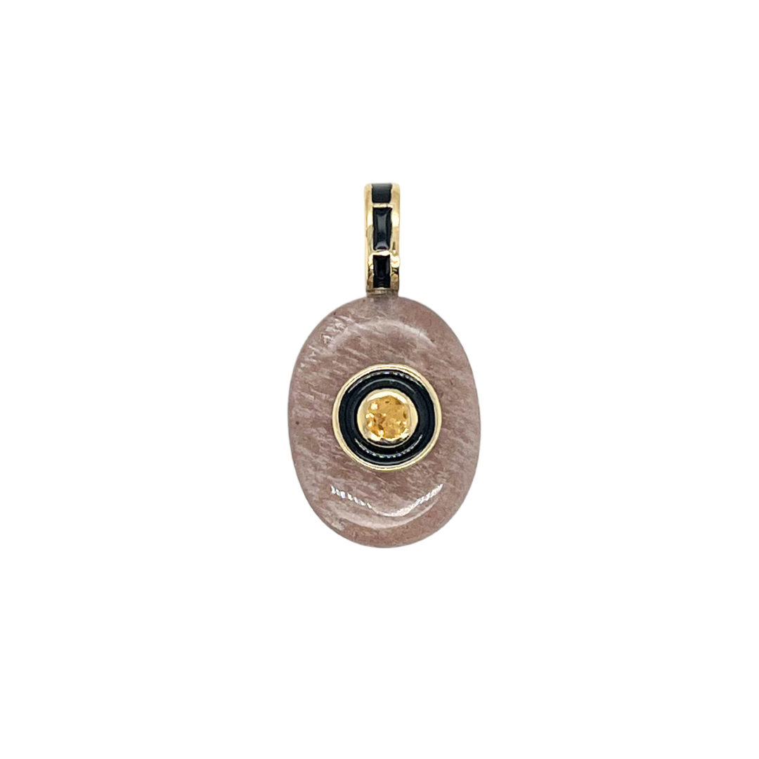 Oval Chocolate Moonstone + Citrine Enamel Gemmie