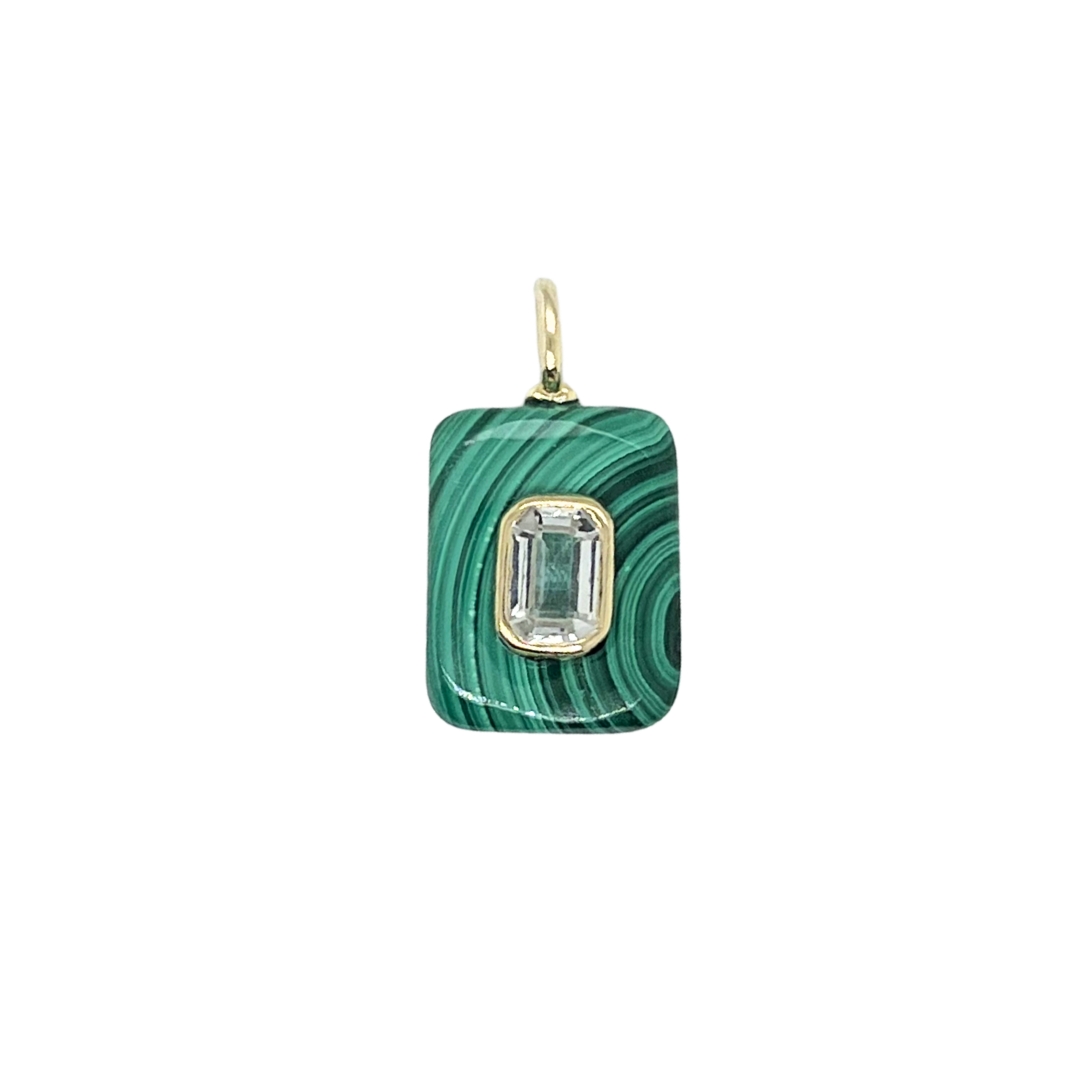 Rectangular Malachite + White Topaz Gemmie