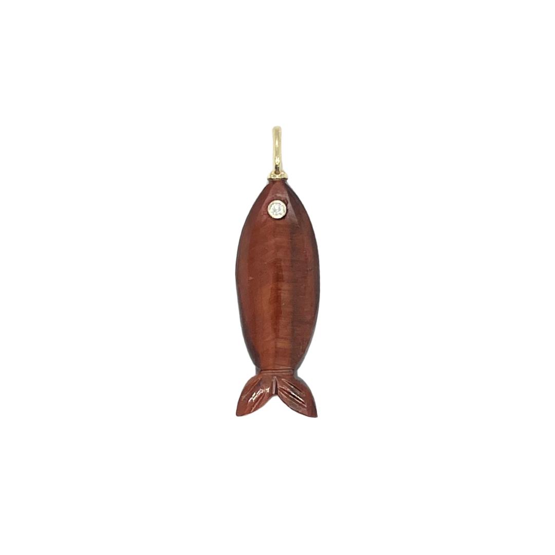 Red Tiger's Eye + White Topaz Fish Gemmie