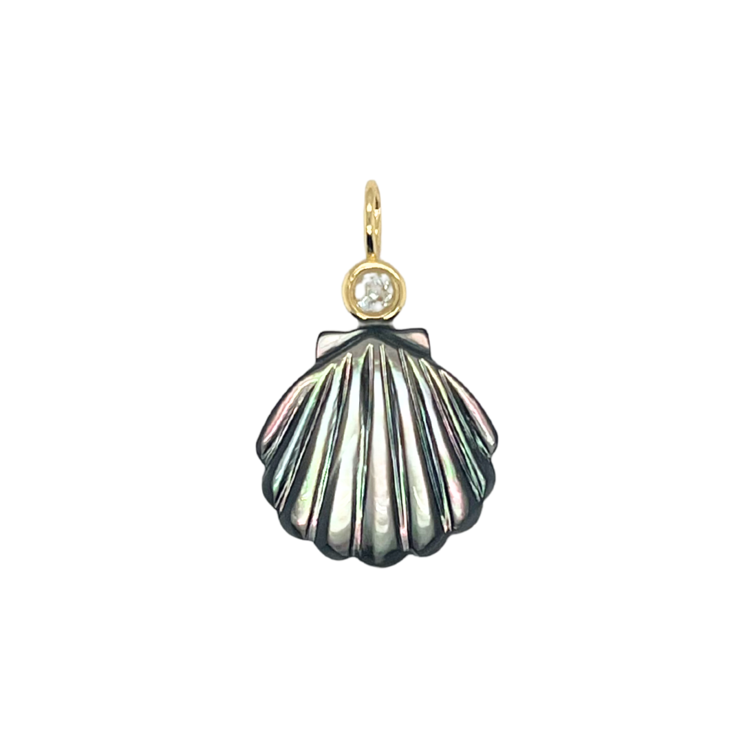 Black Mother of Pearl + White Topaz Shell Gemmie