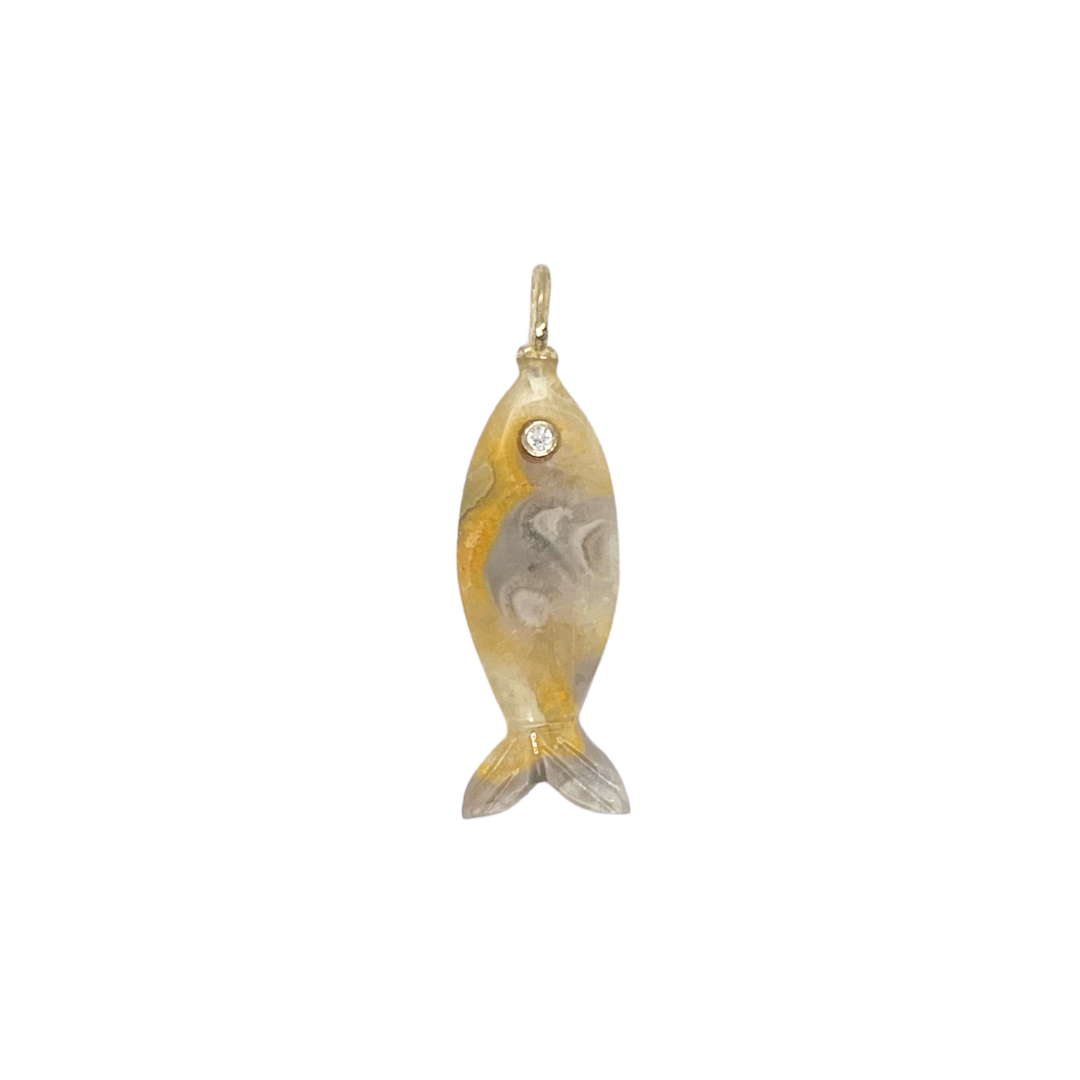 Jasper + White Topaz Fish Gemmie
