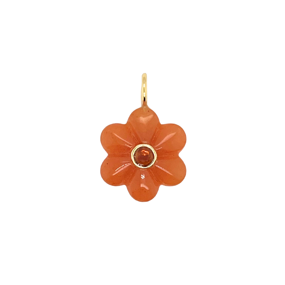 Orange Jade + Garnet Flower Gemmie