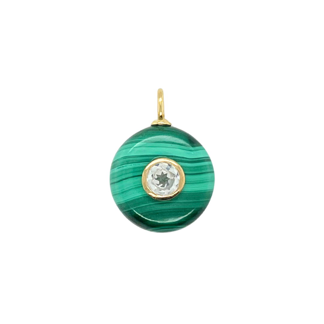 Round Malachite + White Topaz Gemmie