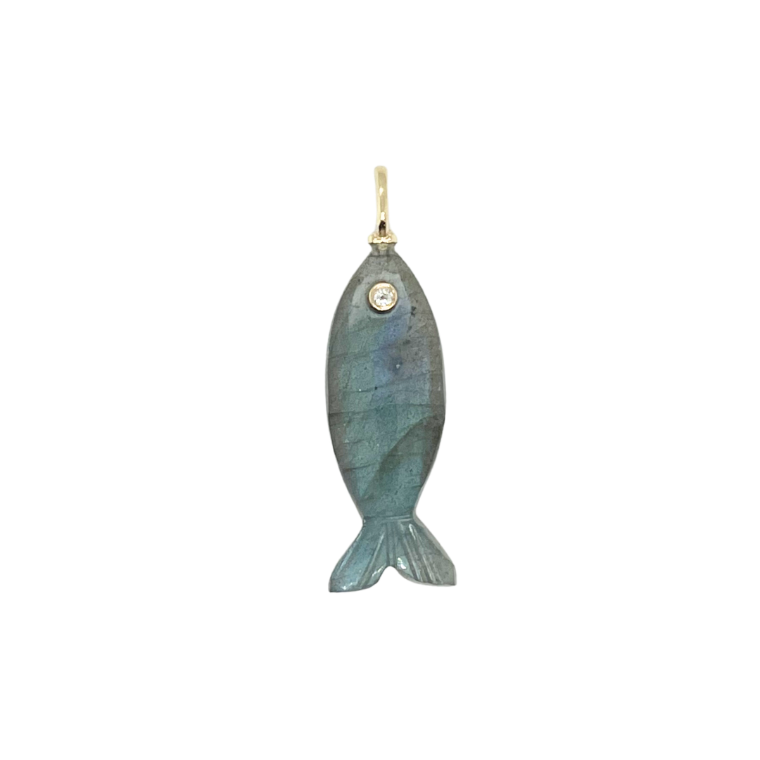 Labradorite + White Topaz Fish Gemmie