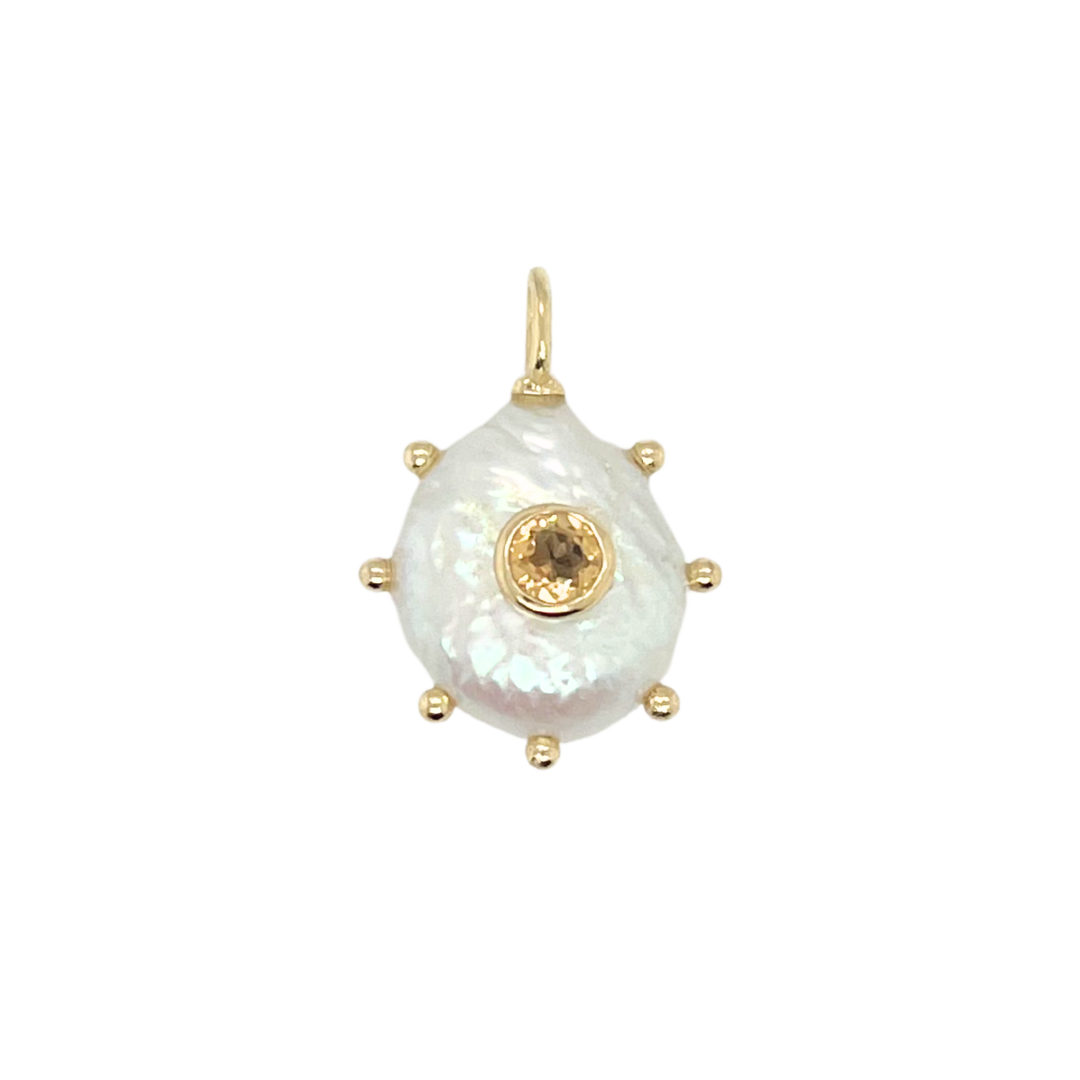 Studded Pearl + Citrine Gemmie